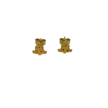 earrings stud steel gold christmas tree2